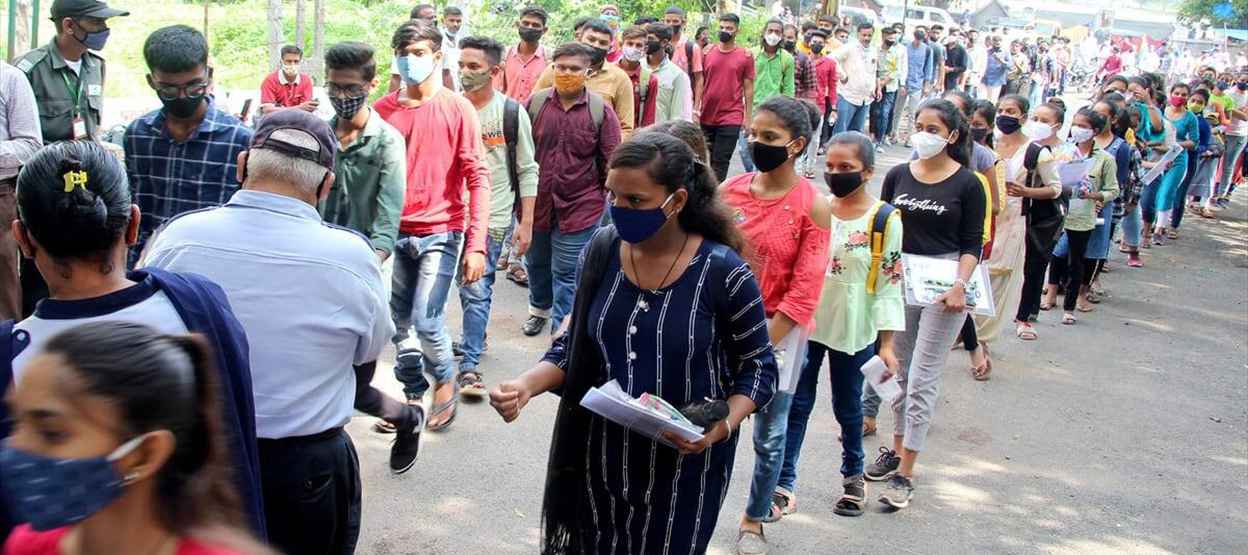 Cadidates in queue just before exam