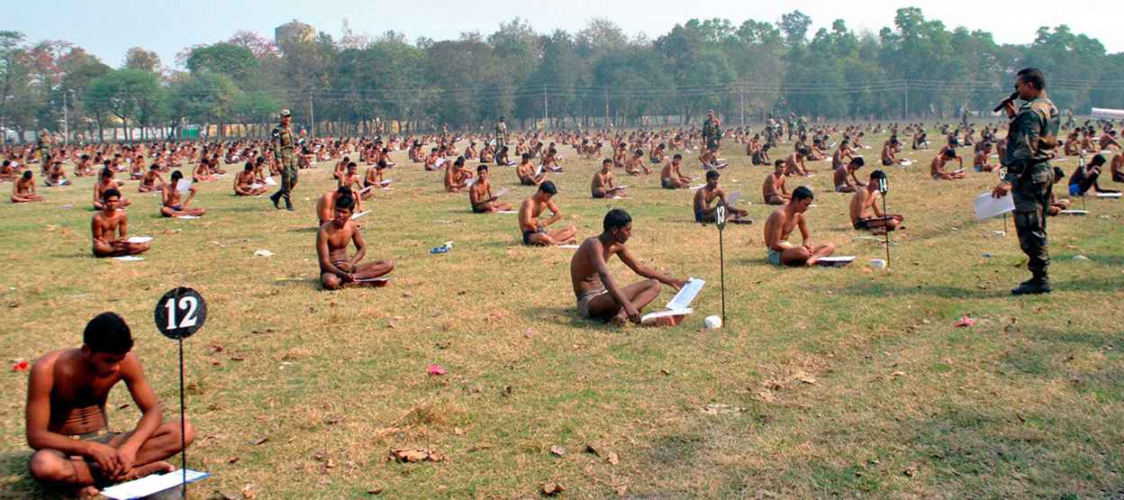 Candidates in the Army exam